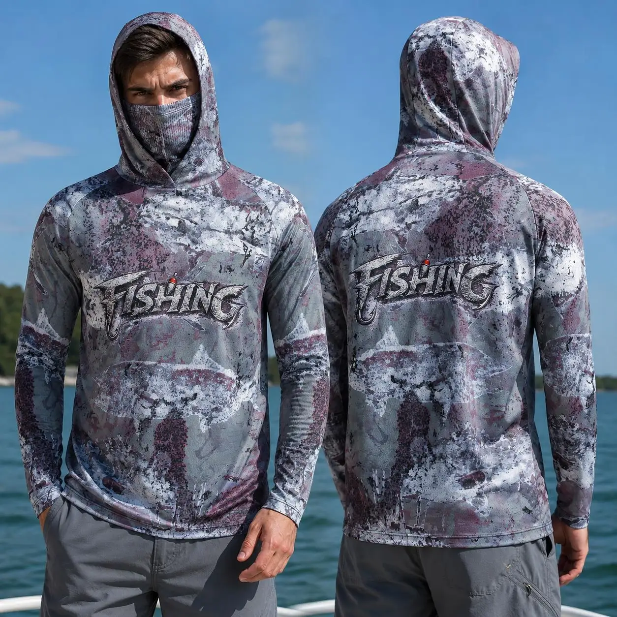 Fishing Mask Sun Protection - Maglia da pesca con cappuccio, abbigliamento