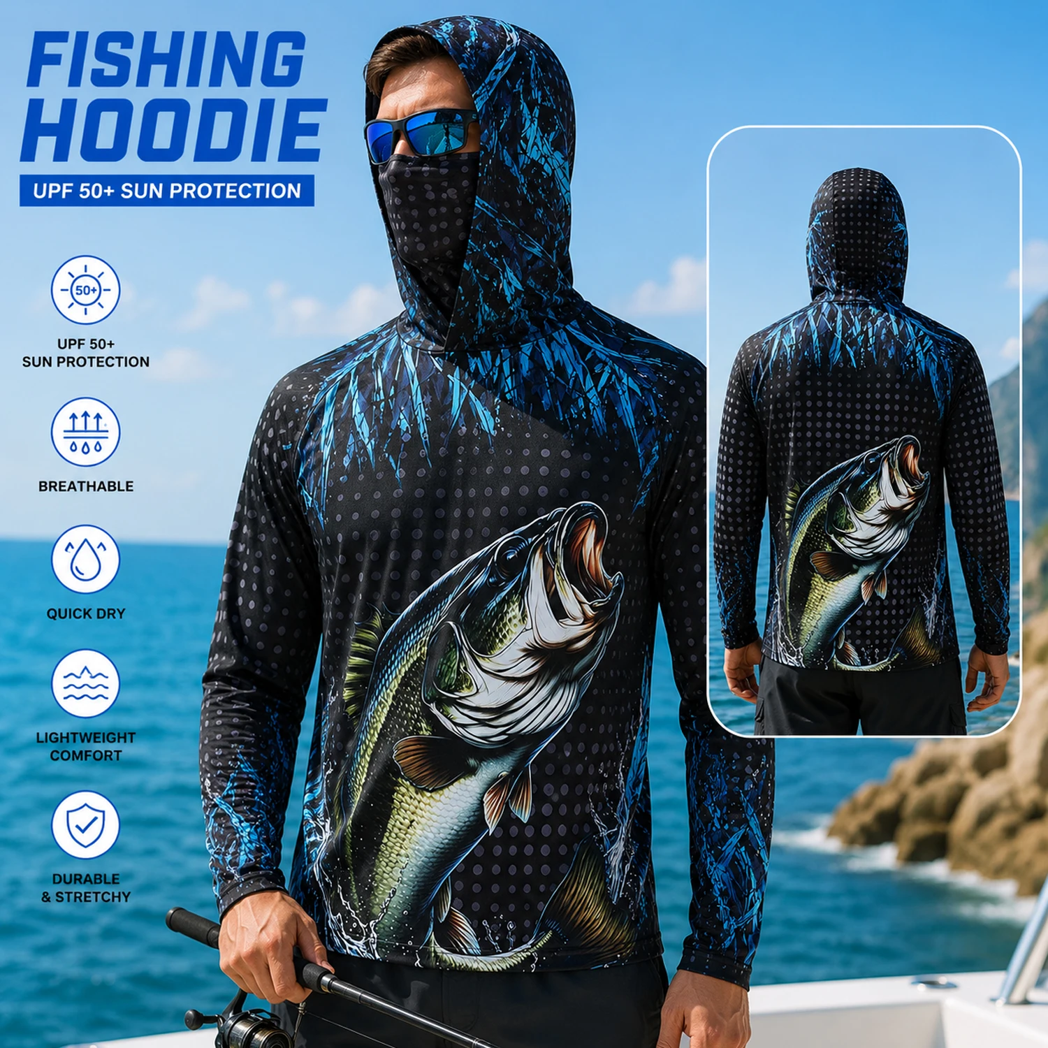 Felpa da pesca da uomo con pro - Fishing Mask Sun Protection recensione e prezzo